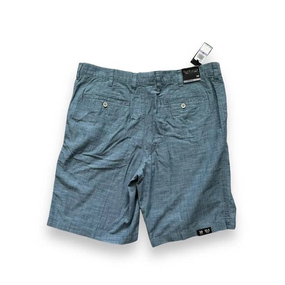 New Van Heusen Cotton Flat Front Straight Shorts Blue 38 - Picture 2 of 5